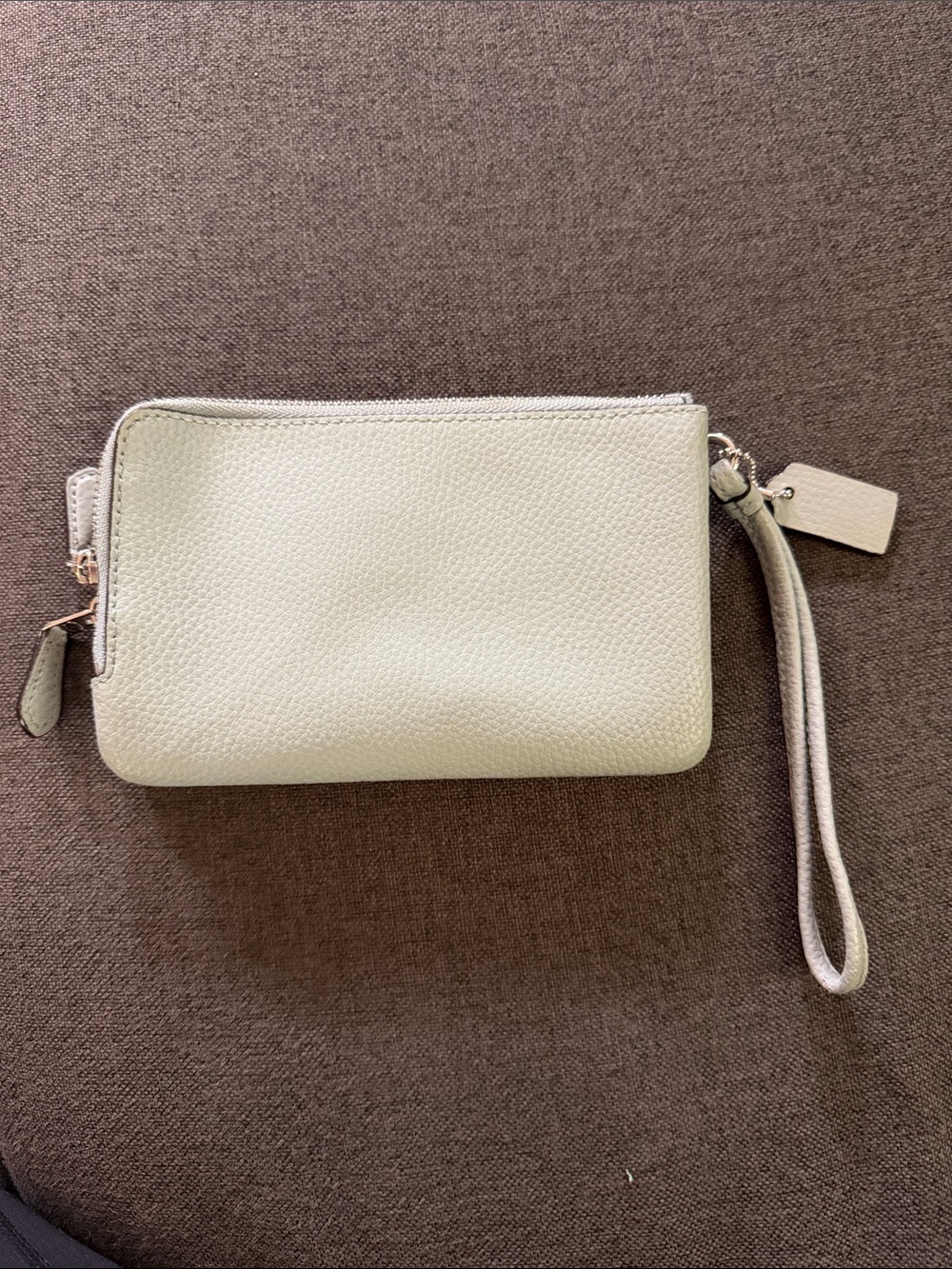 Coach Pebbled Leather Wristlet in Mint Green - Picture 2 of 6